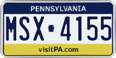 PA license plate MSX4155