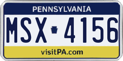 PA license plate MSX4156