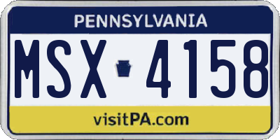 PA license plate MSX4158