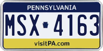 PA license plate MSX4163