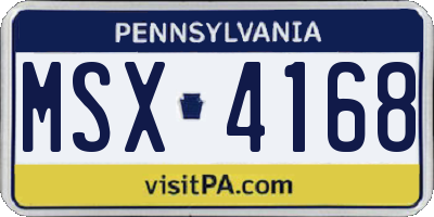 PA license plate MSX4168