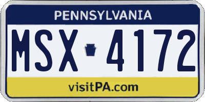 PA license plate MSX4172