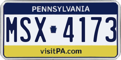PA license plate MSX4173