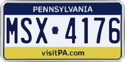 PA license plate MSX4176