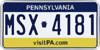 PA license plate MSX4181