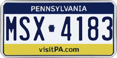 PA license plate MSX4183