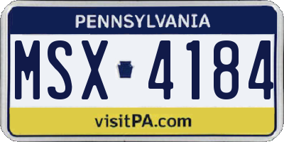 PA license plate MSX4184