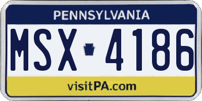 PA license plate MSX4186
