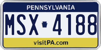 PA license plate MSX4188
