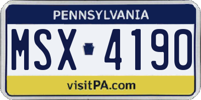 PA license plate MSX4190