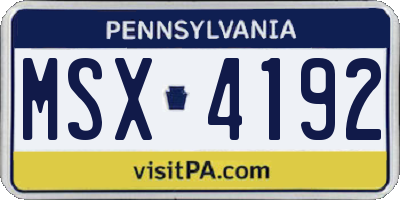 PA license plate MSX4192