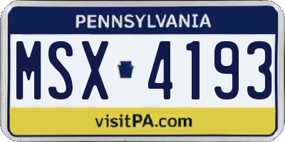 PA license plate MSX4193