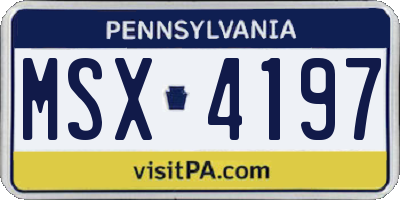 PA license plate MSX4197