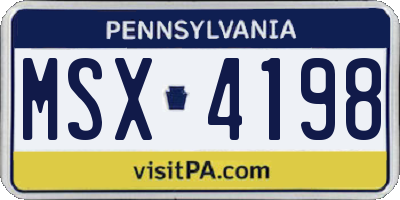 PA license plate MSX4198
