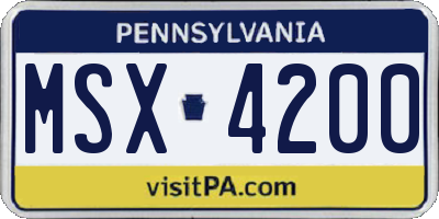 PA license plate MSX4200