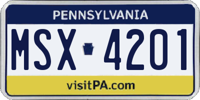 PA license plate MSX4201