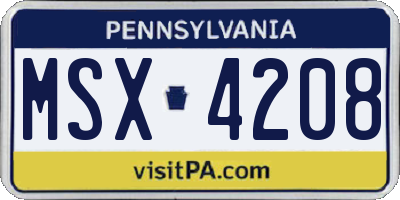 PA license plate MSX4208