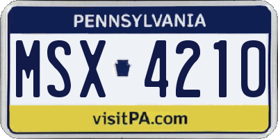 PA license plate MSX4210