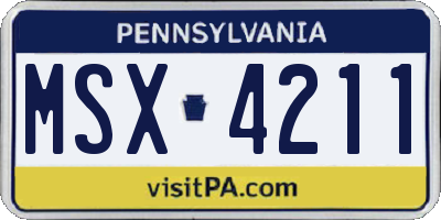 PA license plate MSX4211