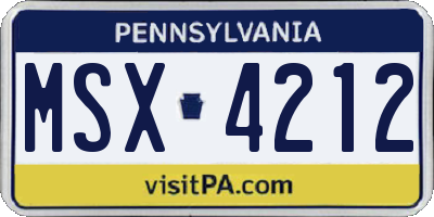 PA license plate MSX4212