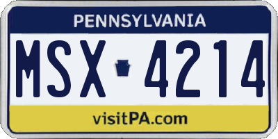 PA license plate MSX4214
