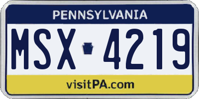 PA license plate MSX4219