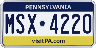 PA license plate MSX4220