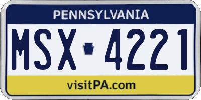 PA license plate MSX4221