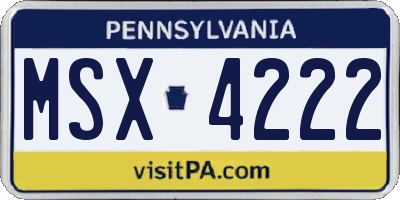 PA license plate MSX4222