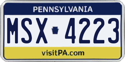 PA license plate MSX4223