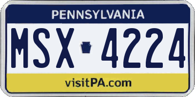 PA license plate MSX4224