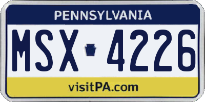 PA license plate MSX4226