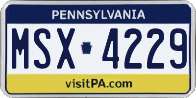 PA license plate MSX4229