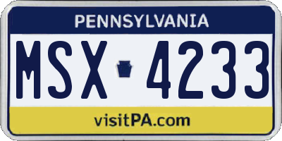 PA license plate MSX4233