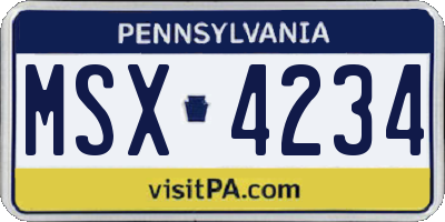 PA license plate MSX4234