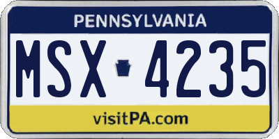 PA license plate MSX4235