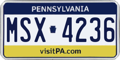 PA license plate MSX4236