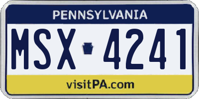 PA license plate MSX4241