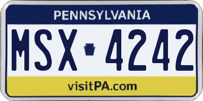 PA license plate MSX4242