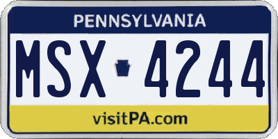 PA license plate MSX4244