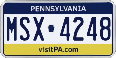 PA license plate MSX4248