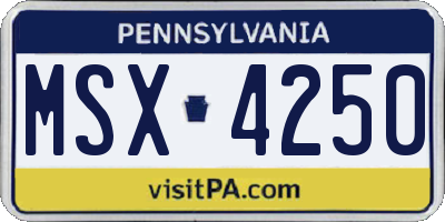 PA license plate MSX4250