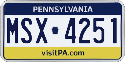 PA license plate MSX4251