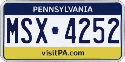 PA license plate MSX4252