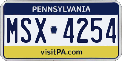 PA license plate MSX4254