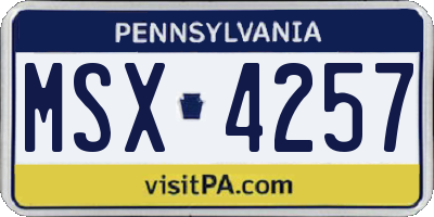 PA license plate MSX4257