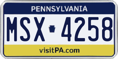 PA license plate MSX4258