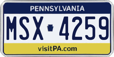 PA license plate MSX4259