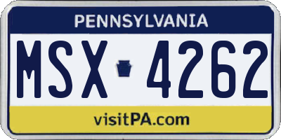 PA license plate MSX4262
