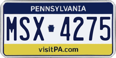 PA license plate MSX4275